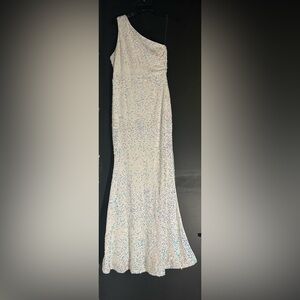 White iridescent form fitting dress